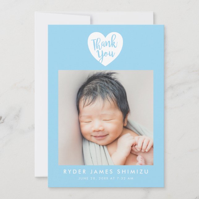 Anúncio Blue Heart Baby Boy Obrigado Birth (Frente)