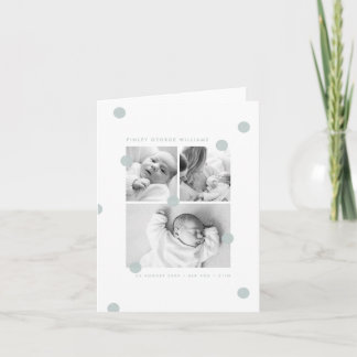 Anúncio Blue Modern Baby Photo Collage Announcement Card