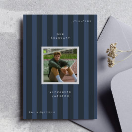 Anúncio Blue Sporty Stripes Graduation Photo 