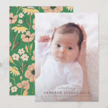 Blush and Green Boho Floral Baby Photo Birn