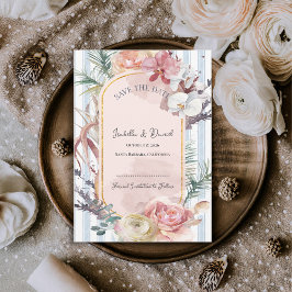 Anúncio Blush Orchid Tropical Wedding Save the Date