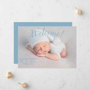Anúncio Boas-vindas Estatísticas Script Baby Boy Blue Bir