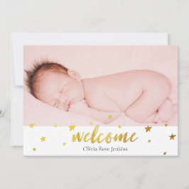Anúncio Boas-vindas Script Dourado Stars Foto Bebê Nascime