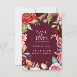 Anúncio Bohemian Blooms Bordeaux Salva A Data