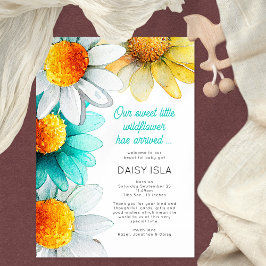 Anúncio Boho Chic Daisies Wildflower Obrigado Nascimento