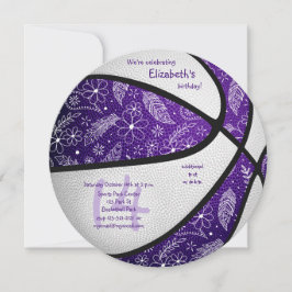Anúncio boho rabisca celebrações roxas de basquete branco