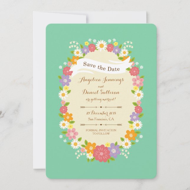 Anúncio Boho Rustic Floral Wreath Wedding (Mint) (Frente)