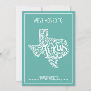 Anúncio Boho Teal Floral Mandala Estado do Texas Movendo-s