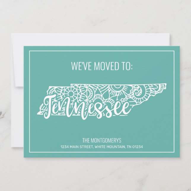 Anúncio Boho Teal Floral Mandala Tennessee State Moving (Frente)