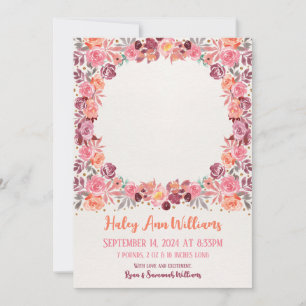 Anúncio Boho Watercolor Floral Newborn Girl Foto