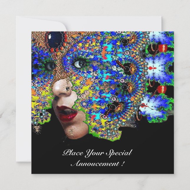 Anúncio Bola de Mascarada do EPHEMERAL Mardi Gras, Blue Ma (Frente)