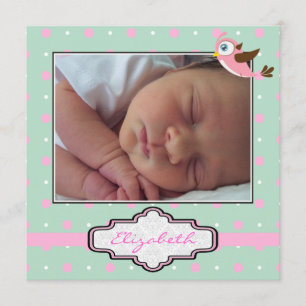 Anúncio Bolinhas, pássaro com quadro, foto de nascimento d