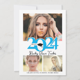 Anúncio Boné Bold 2024 Formando 3-Photo Collage Blue Gradu