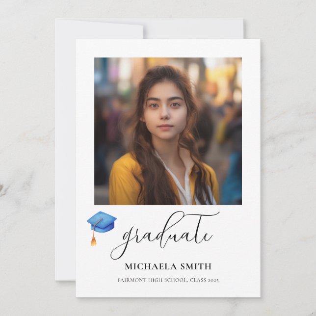 Anúncio Boné de formatura Azul de Fotografia do Formando d (Frente)