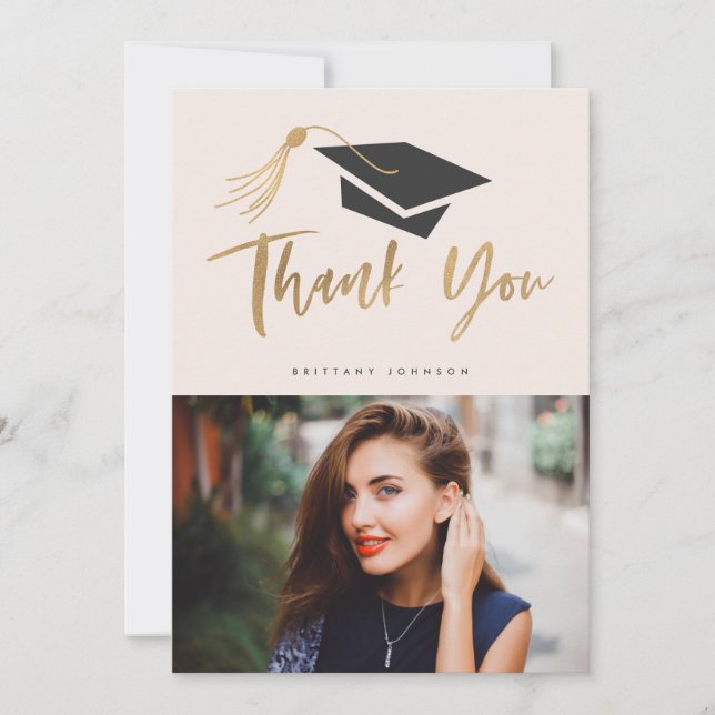 Anúncio Boné de formatura e Tassel Gold Foil Blush (Frente)