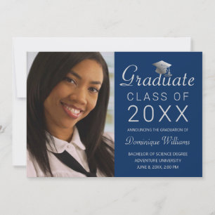 Anúncio Boné de Graduação Foto Silver Script 2021 Royal