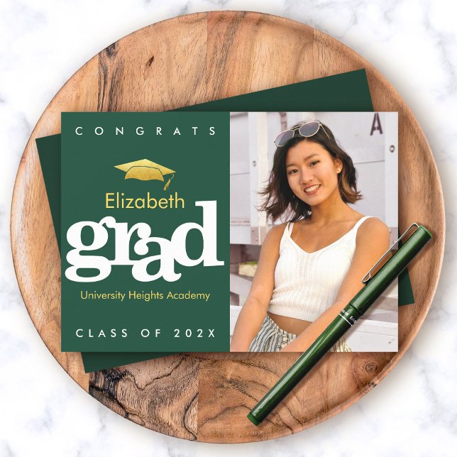 Anúncio Boné ouro de fotografia de graduação verde, tipo n (Criador carregado)