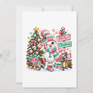 Anúncio Boneco de Neve de Natal Rosa Fofo