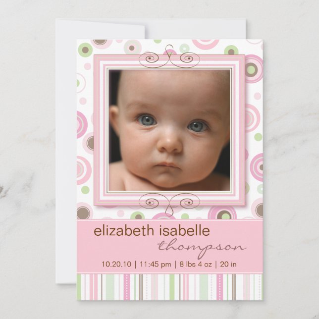 Anúncio bonito de Bolinhas rosa e stripes bebê (Frente)