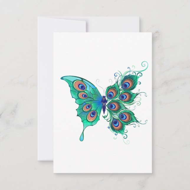 Anúncio Borboleta com Penas de Pavão Verde (Frente)