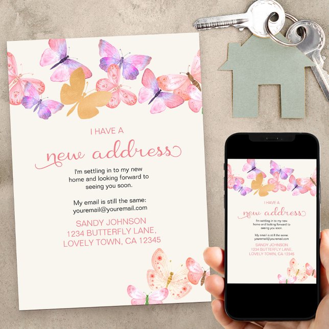 Anúncio Borboleta Coral bonito Tenho um Novo Endereço em M (Criador carregado)