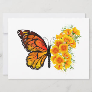 Anúncio Borboleta Flor com Papoula Amarela da Califórnia