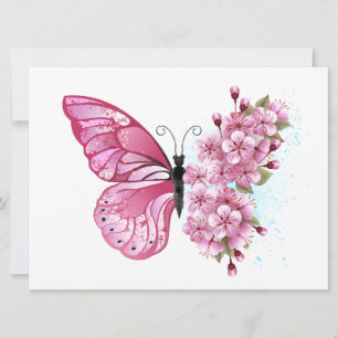 Anúncio Borboleta Flor com Sakura Rosa