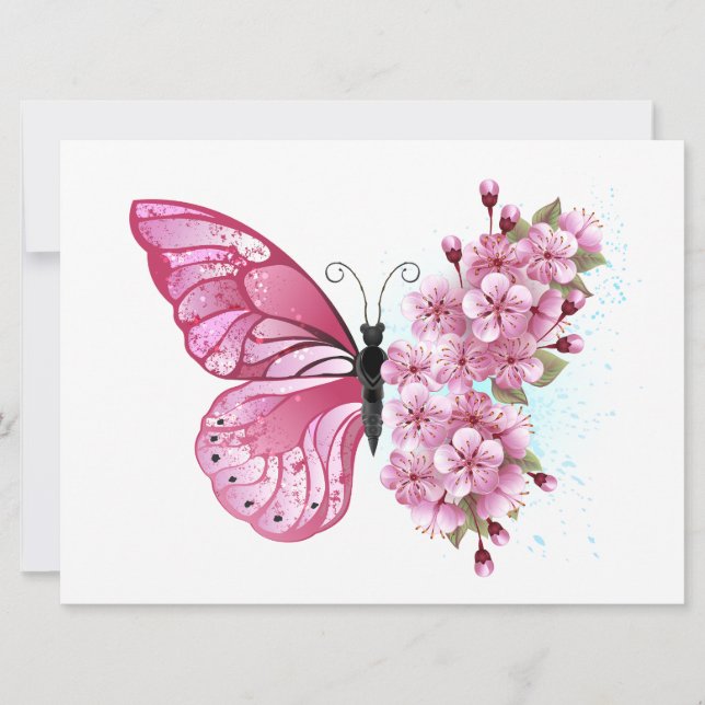 Anúncio Borboleta Flor com Sakura Rosa (Frente)