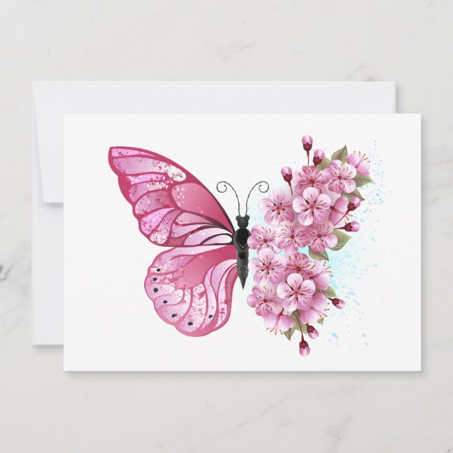 Anúncio Borboleta Flor com Sakura Rosa (Frente)