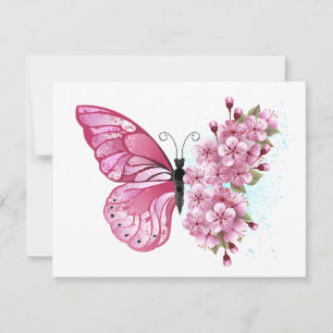 Anúncio Borboleta Flor com Sakura Rosa