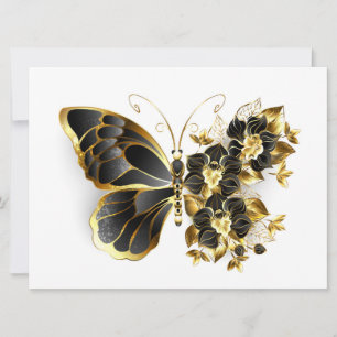 Anúncio Borboleta Flor de Ouro com Orquídea Preta