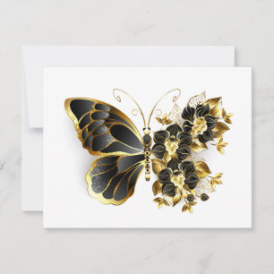Anúncio Borboleta Flor de Ouro com Orquídea Preta