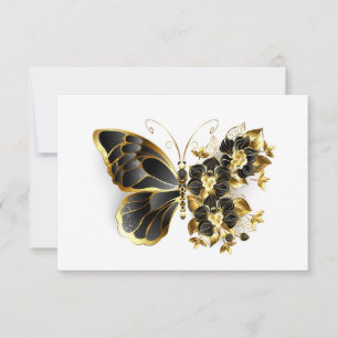 Anúncio Borboleta Flor Dourada com Orquídea Preta