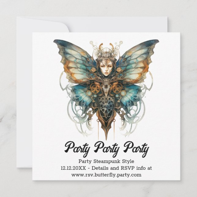 Anúncio Borboleta Pavão Steelswift Casamento Steampunk (Frente)