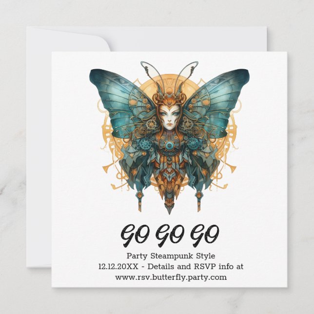 Anúncio Borboleta Saltadora a Relógio Casamento Steampunk (Frente)