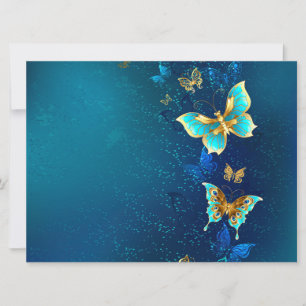 Anúncio Borboletas de ouro em um fundo azul