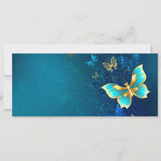 Anúncio Borboletas de ouro em um fundo azul (Frente)