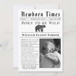 Anúncio Born to be Wild Newborn Times Birth Announcement