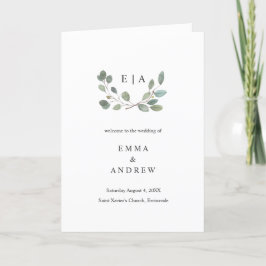 Anúncio Botanical Eucalyptus Leaves Wedding Book Program