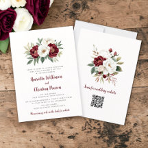 Anúncio Botânico de Casamento com Rosas Brancas Bo