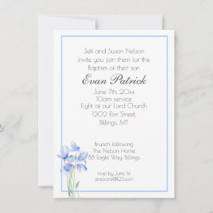 Anúncio Boy Christening Baptism Blue Wildflower
