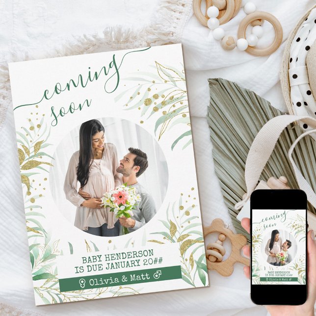 Anúncio Brevemente, Folhagem Elegante de Foto de Maternida (Criador carregado)