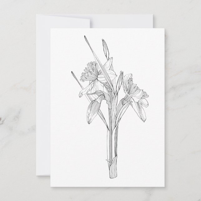 Anúncio Buquê de daffodils de desenho de linha. (Frente)