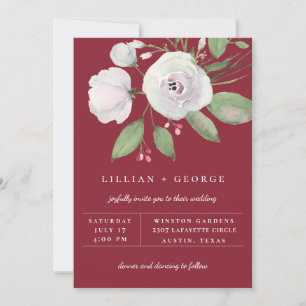 Anúncio Buquê Floral Branco Vermelho Borgonha Casamento