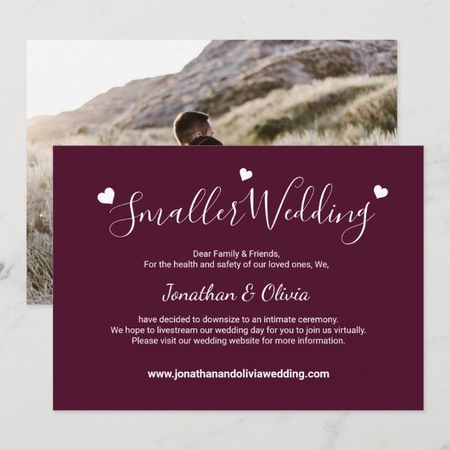 Anúncio Burgundy Casamento Menor Foto Reduzida Casamento (Frente/Verso)