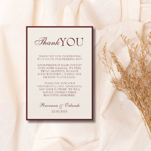 Anúncio Burgundy Creme Obrigado Clássico Casamento