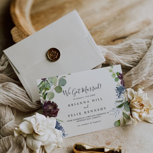 Anúncio Burgundy Floral Greenerescência Elopement (Criador carregado)