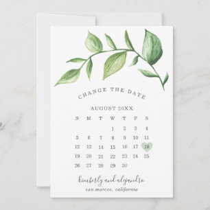 Anúncio Calendário Rustic Elegante Greenery Altere a Data