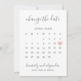Anúncio Calendário Simples Coração Rosa Casamento Mudar a
