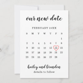 Anúncio Calendário Simples Coração Vermelho Casamento Muda